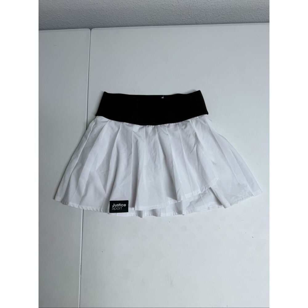 Justice Girls Sport Skirt Skort White Black Logo Size XS 5/6